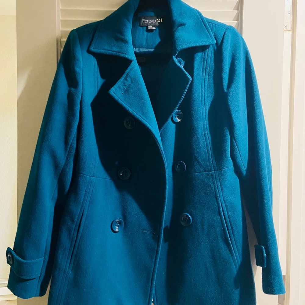 Women’s Coat Teal Blue Peacoat - Size M